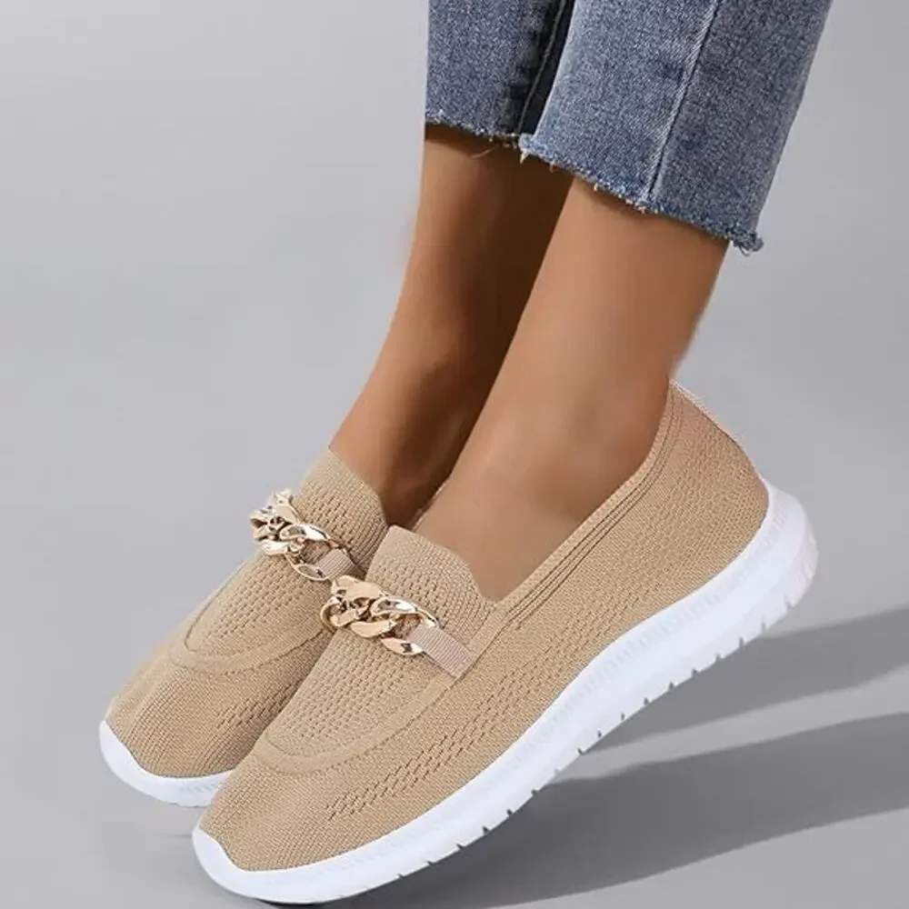 Sneakers Trendy Mesh Loafers Breathable Slip on Shoes Brown Size 6.5US / 37CN